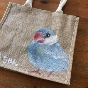 友人の誕生日プレゼントに、友人宅の文鳥さんを描いてみました
