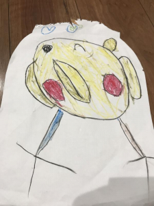 ５歳の頃、上の娘が書いたオカメちゃん