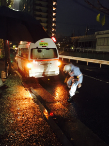 救急車到着