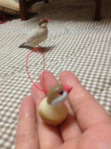 あかりと文鳥ストラップ