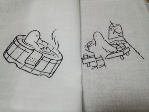 鳩手ぬぐいの一部の絵柄
